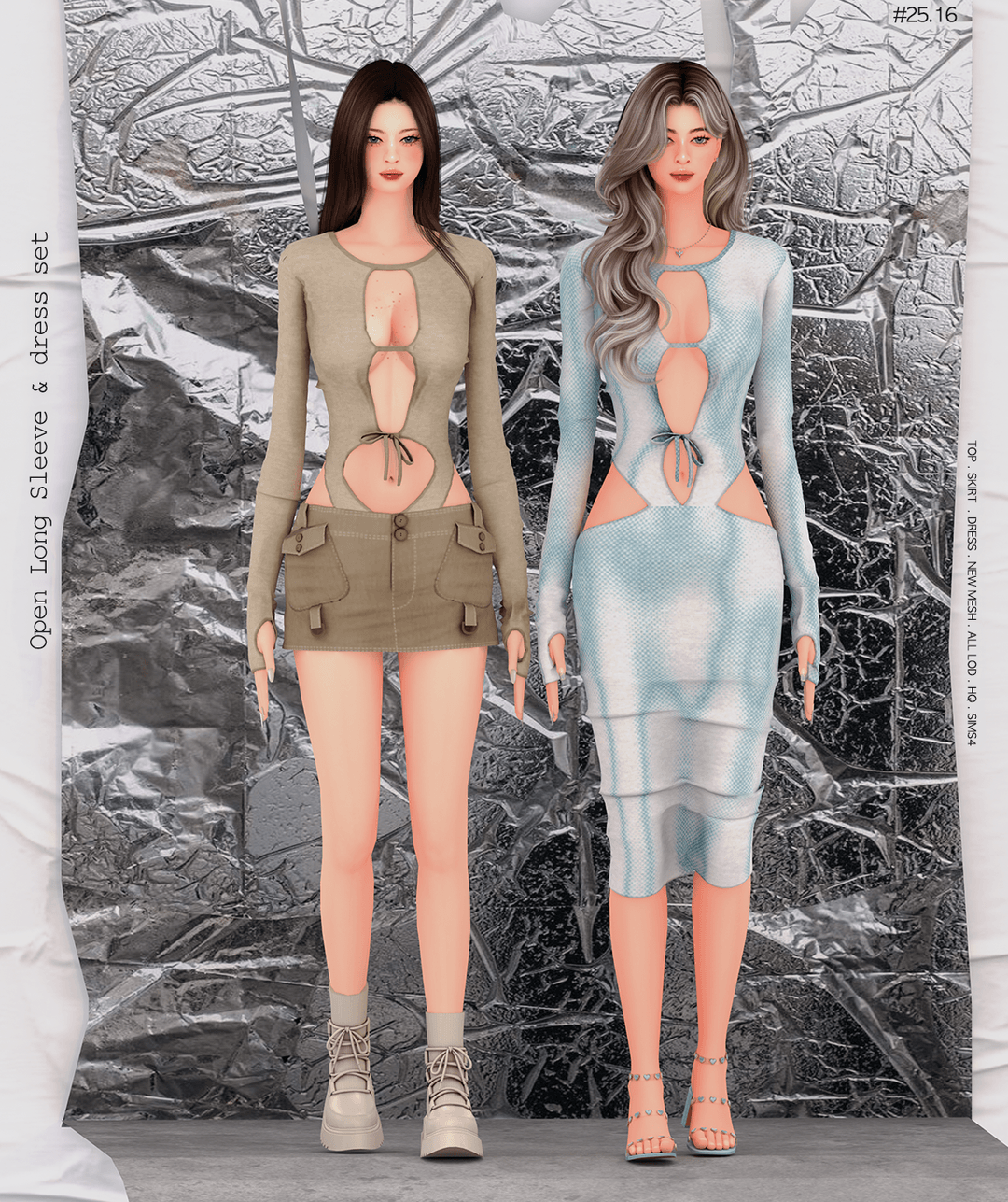 Скриншот мода Сет одежды Open Long Sleeve & Dress